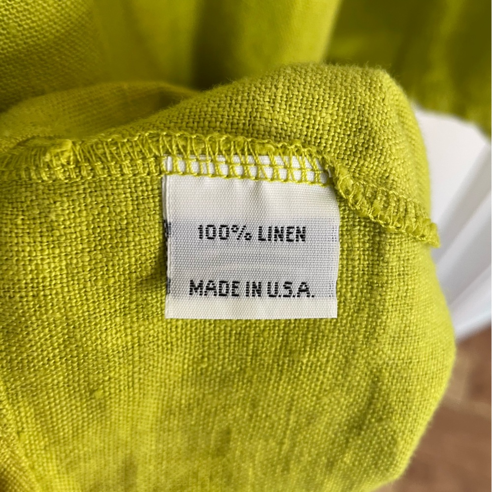 bryn Walker Lime Green Tunic 100% Linen Bell Sleeves dress Size XL lagenlook - Picture 6 of 9